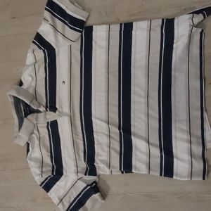 Tommy Hilfiger Men Dark Blue White Vertical Stripe Short Sleeve Polo